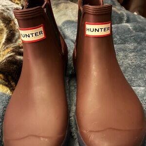 Hunter Brown Ankle Rain Boots